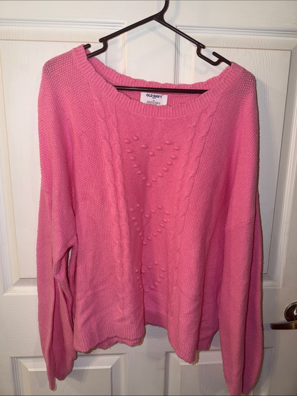 Old Navy Bubble-Knit Pink Crewneck Sweater